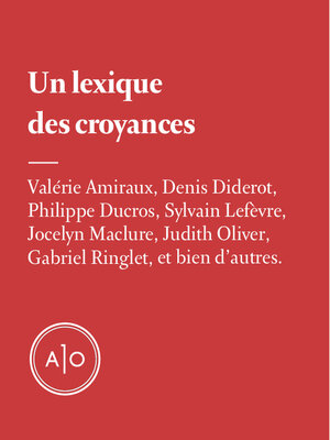 cover image of Un lexique des croyances